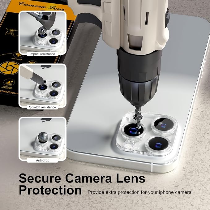 for 6 Pack iPhone 15 Pro/iPhone 15 Pro Max Camera Lens Protector 9H Tempered - Image 4