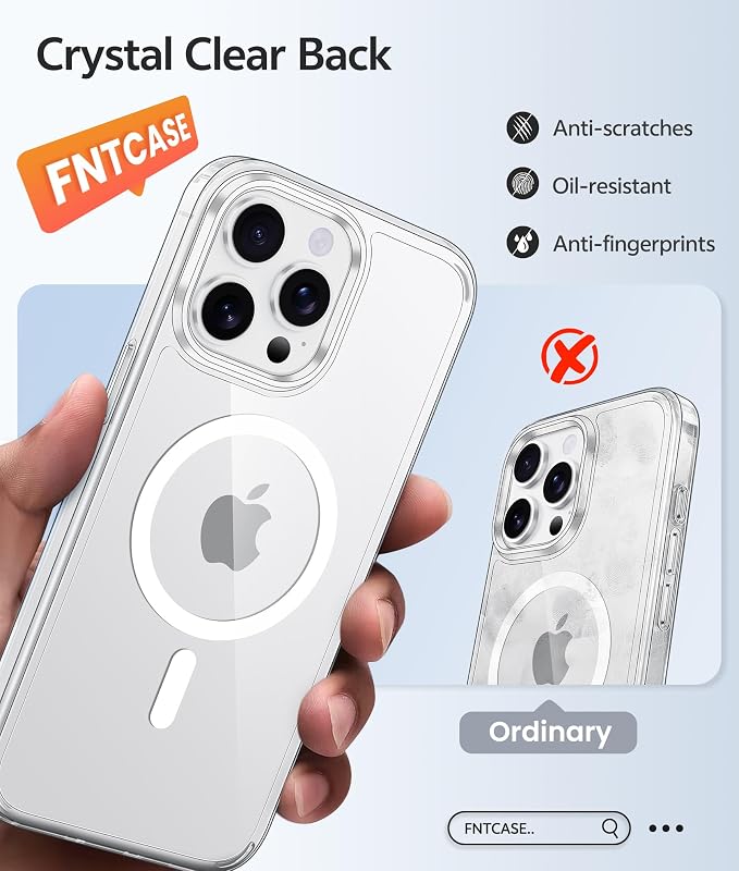 FNTCASE for iPhone 15 Pro Case: Anti Yellowing Transparent Clear Magnetic Phone - Image 6