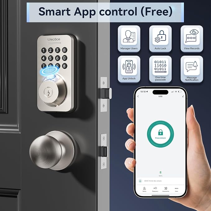 Ulecoce Fingerprint Keypad Deadbolt - Image 3