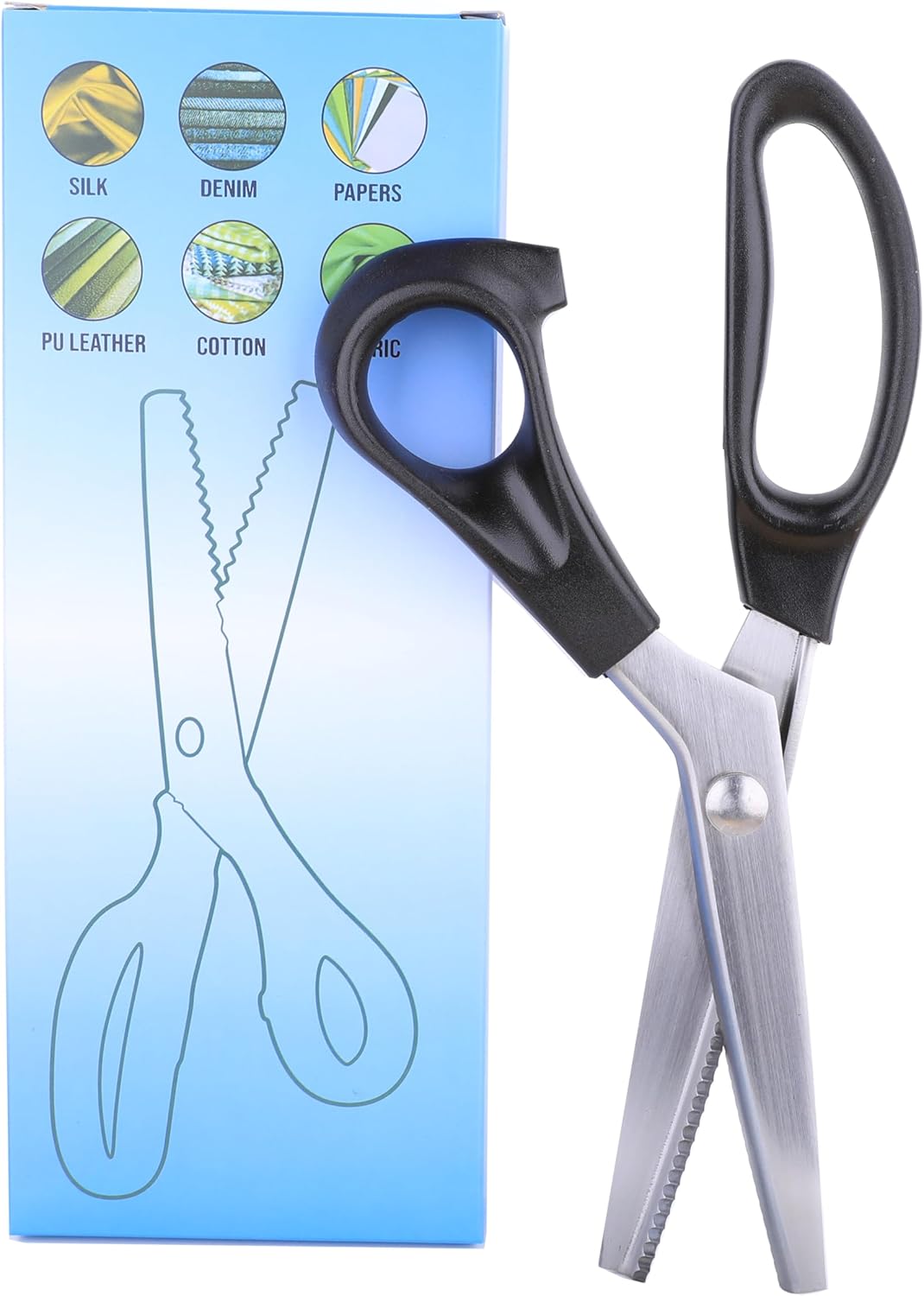 Scalloped Pinking Shears Strong & Sharpe Pinking Shears for Fabric, Serrated and Scalloped Scissors Fabric,3mm,5mm,7mm (Scalloped 3mm)