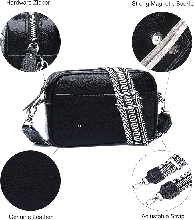 Small Crossbody Bags for Women Genuine Leather, Guitar Strap Shoulder Handbag - Image 5