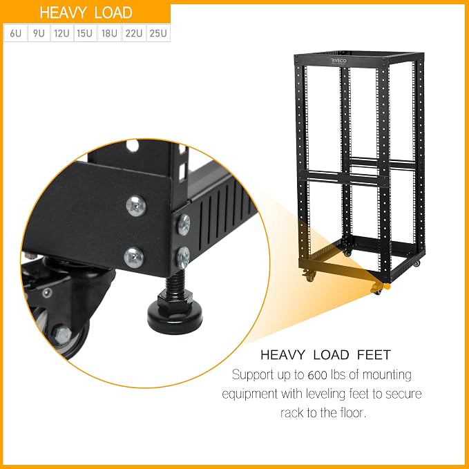 RIVECO 15U Server Rack Floor Standing Open Frame - Image 5