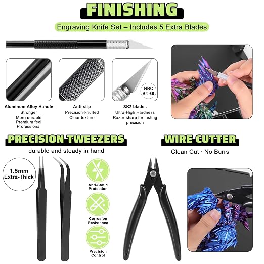 3D Printer Tools Kit, Removal Scrapers, Finishing Tools, 5 Types of Files - Image 6