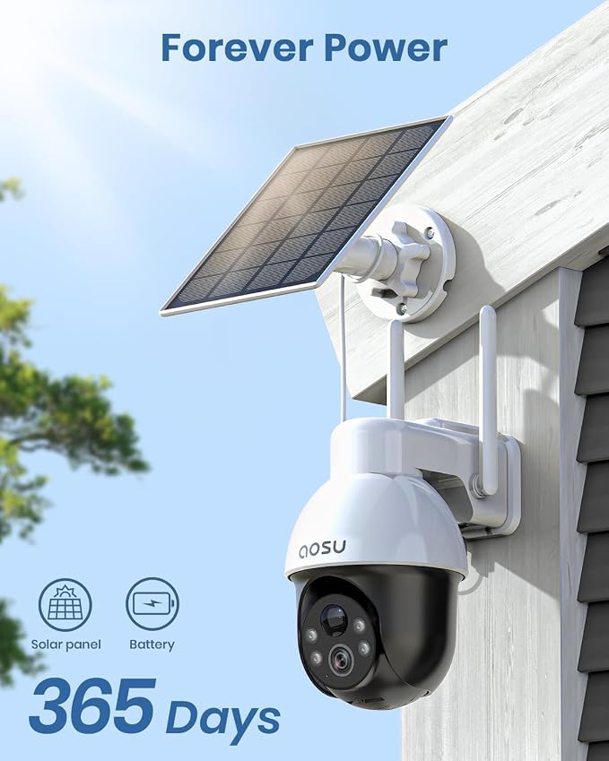 aosu Solar Security Camera Wireless Outdoor System, 3K/5MP Battery Powered WiFi - Image 7