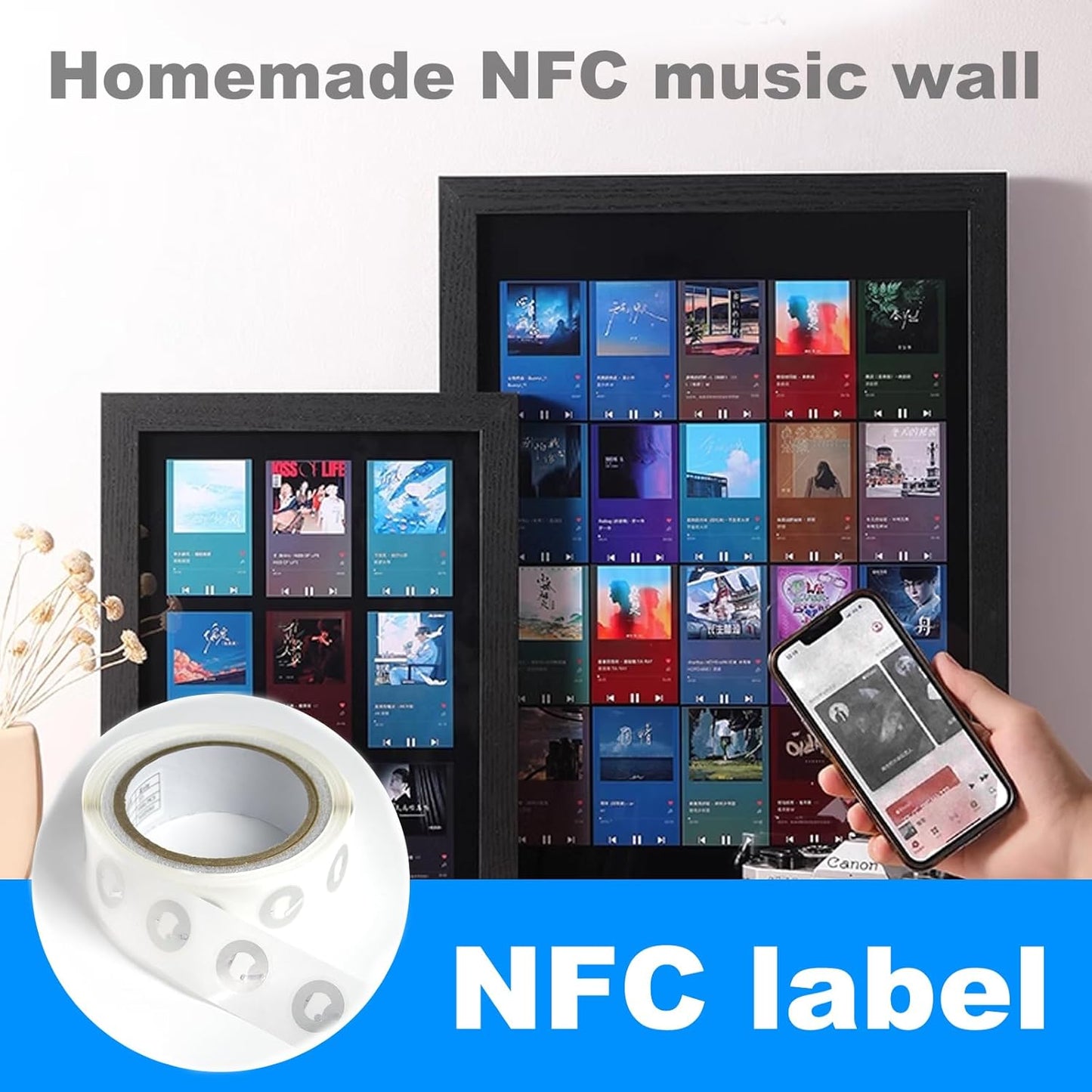 100 PCS Round NFC Tags Stickers - NTAG213 Chip, Blank, Adhesive Labels, RFID Tags, Rewritable, 137 Bytes Memory, Compatible with All NFC-Enabled Smartphones and Devices