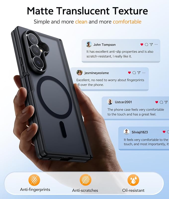 FNTCASE for Samsung Galaxy Z Fold 7 Case: Translucent Matte Cases Military - Image 6