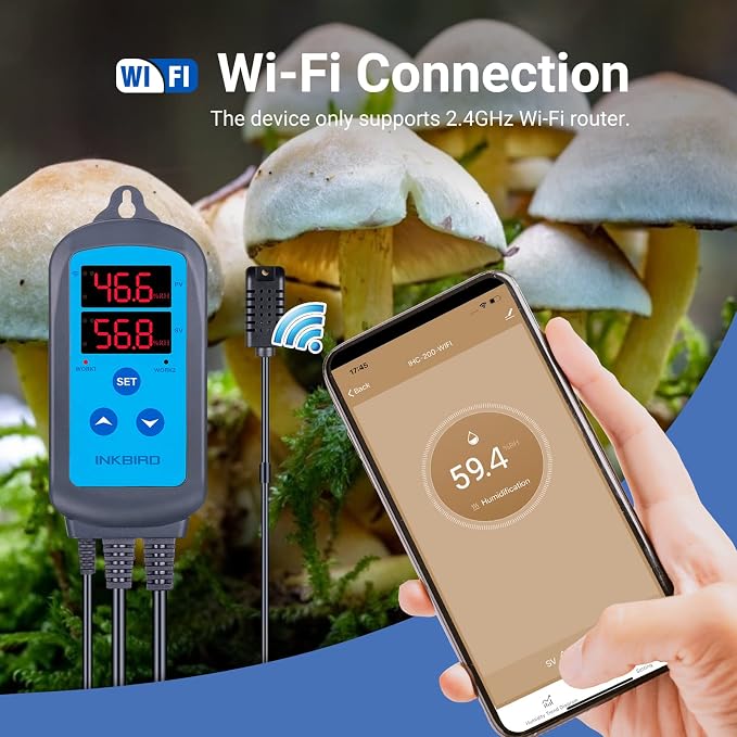 Inkbird Digital Wi-Fi Humidity Controller IHC-200 Dual Outlet Pre-Wired - Image 3