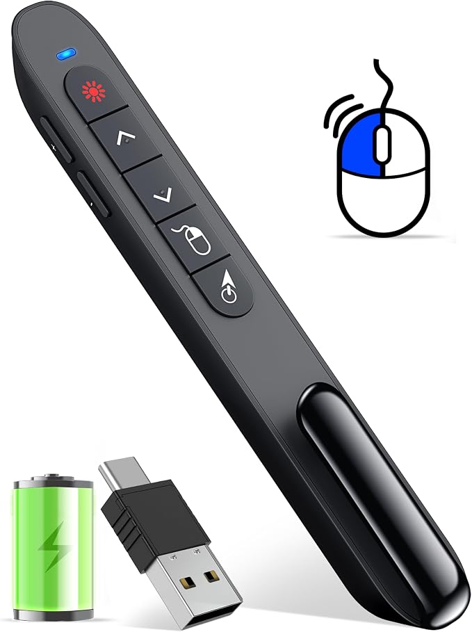 Air Mouse Clicker for Presentation Rechargeable, Presenter Clicker Remote for by HEYLACOOLX