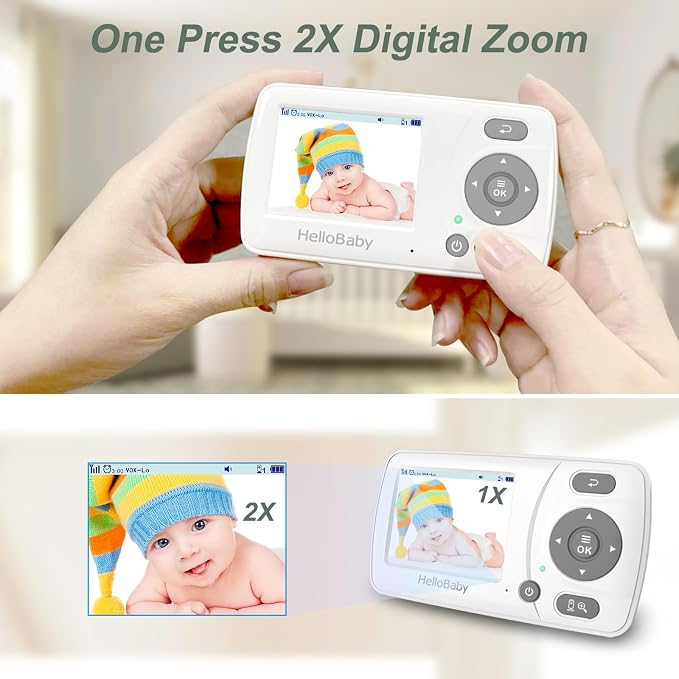 HelloBaby Monitor with 2 Cameras, 2.4'' Portable Travel Screen Baby Monitor No - Image 4