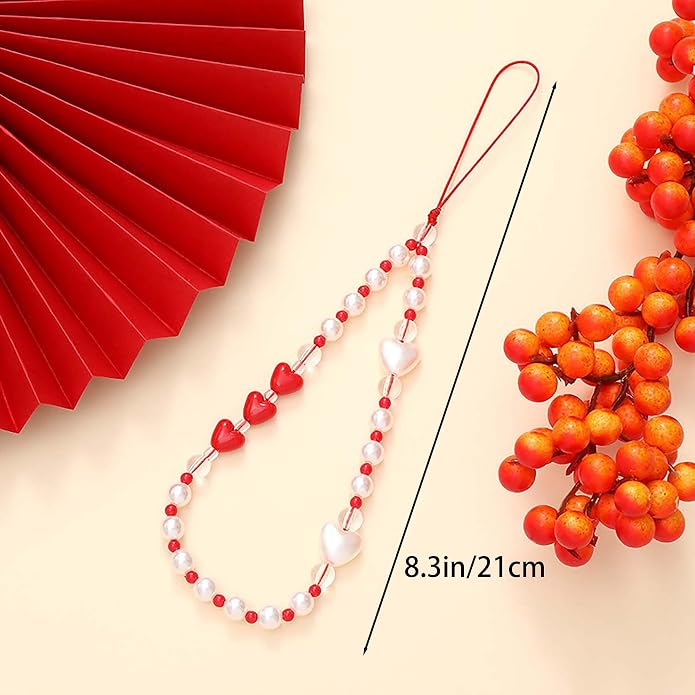Beaded Phone Charm Lanyard Strap Girly Style Fixed Beads Pearl Lanyards - Image 5