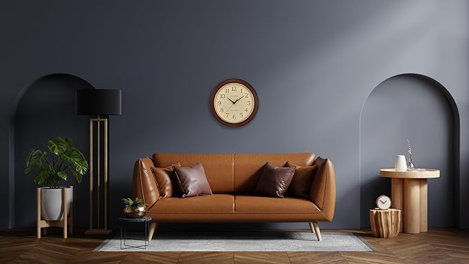Bulova Atomic Time 2 Analog Wall Clock C5004 | 12.4" Wooden Frame, Sets Time - Image 4