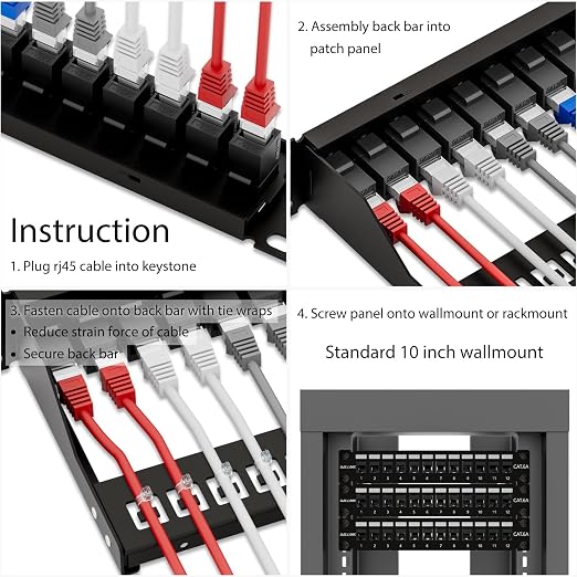 iwillink 10Gbps Cat6A Patch Panel 12 Port, Keystone Patch Panel UTP 10-Inch - Image 6