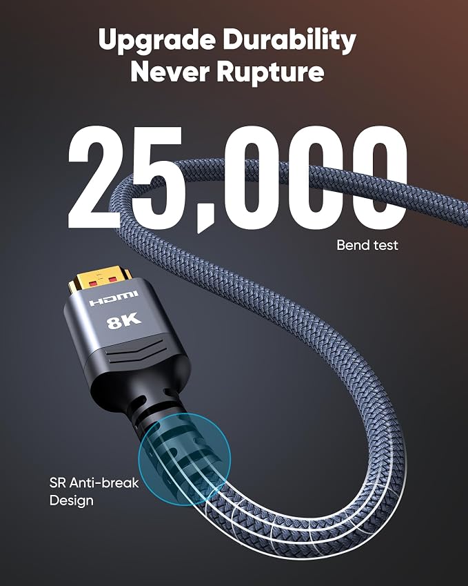 Highwings 8K@60 2.1 Long HDMI Cable 35FT, Ultra 48Gbps High Speed HDMI Braided - Image 5