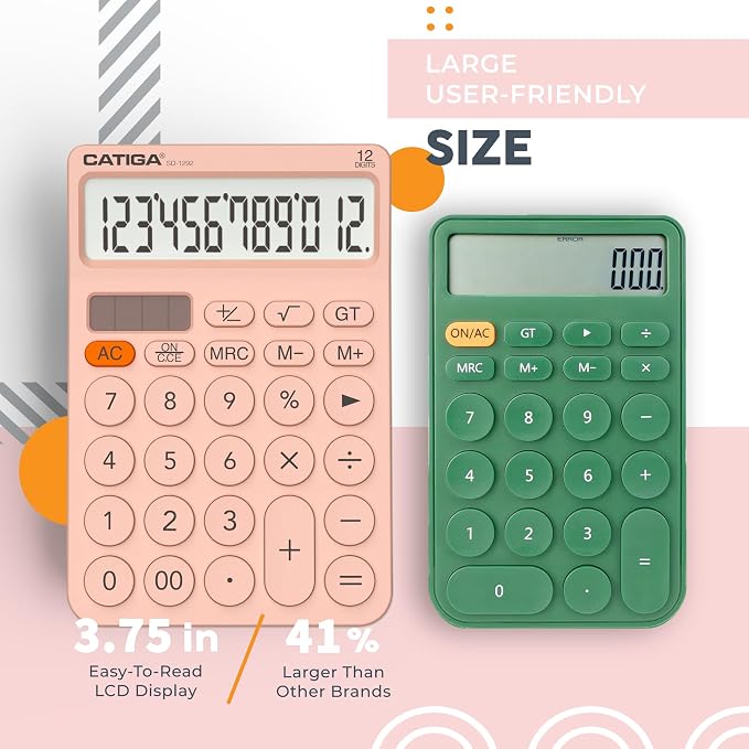CATIGA 12 Digit Desktop Calculator Basic Desk Calculator - Image 2