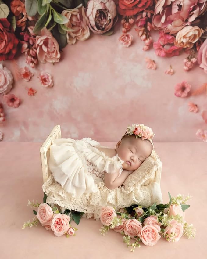 Newborn Photography Props Bed Prop White – Mini Wooden Baby Photography Bed - Image 9