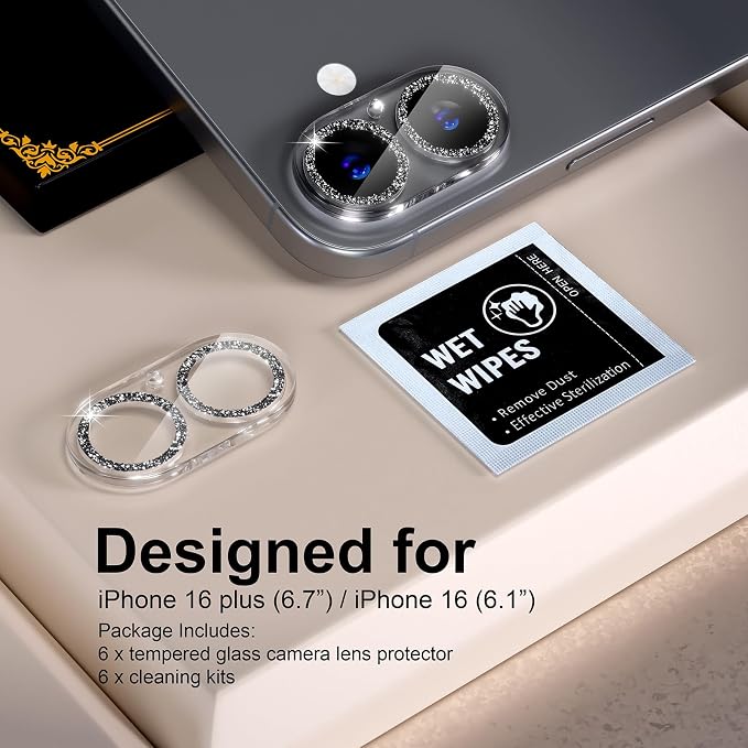 for 6 Pack iPhone 17 / iPhone 16 / iPhone 16 Plus Camera Lens Protector 9H - Image 2