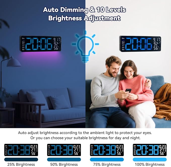 Digital Wall Clock Large Display, 17.3" Digital Clock - Image 4