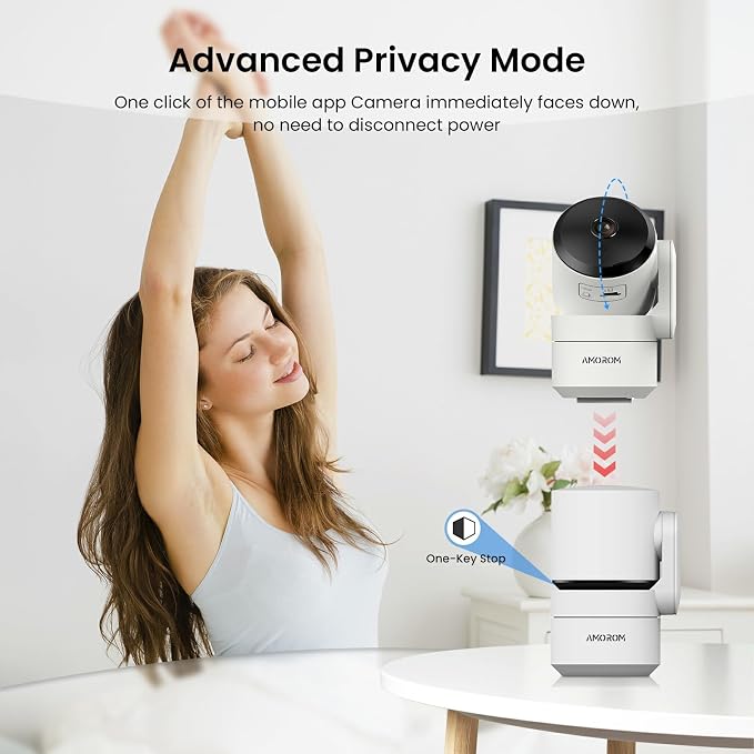 AMOROM 2 Pack 2K Indoor Security Camera Wireless, 360° Pan-Tilt Wi-Fi Pet/Baby - Image 7