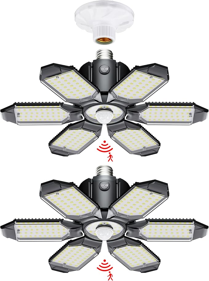 LED Garage Light Motion Sensor - 200W Deformable Garage Lights Ceiling LED by Craftersmark