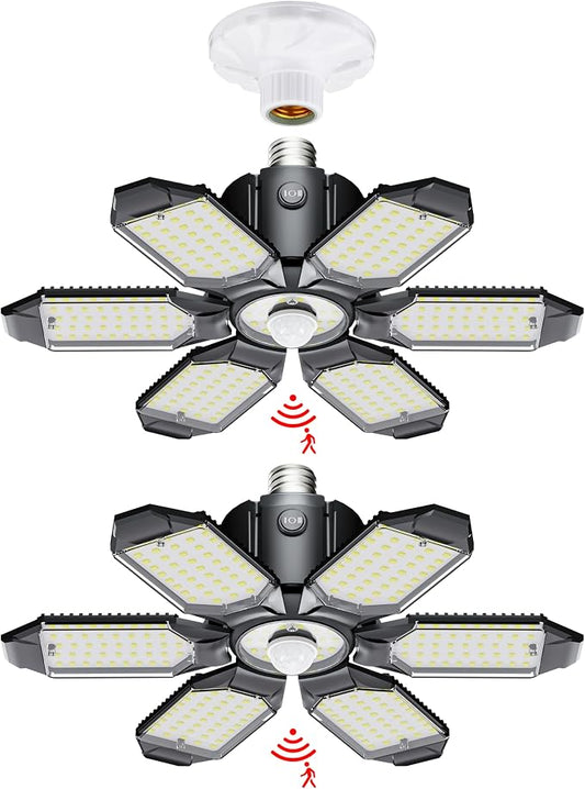 LED Garage Light Motion Sensor - 200W Deformable Garage Lights Ceiling LED by Craftersmark
