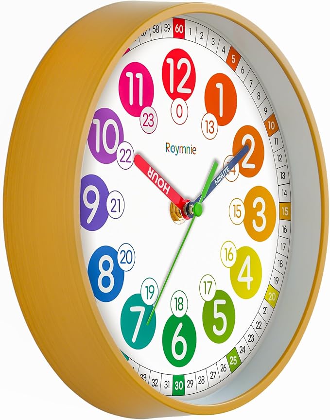 Roymnie Wall Clock for Kids Battery Operated Silent Non Ticking Analog Clock - Image 5