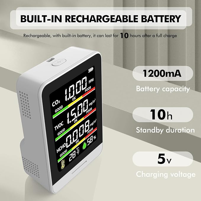 Air Quality Monitor Indoor, 8-in-1 Smart Air Quality Tester - Image 7