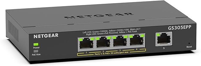 NETGEAR 5 Port PoE Gigabit Ethernet Easy Smart Managed Essentials Switch - by NETGEAR