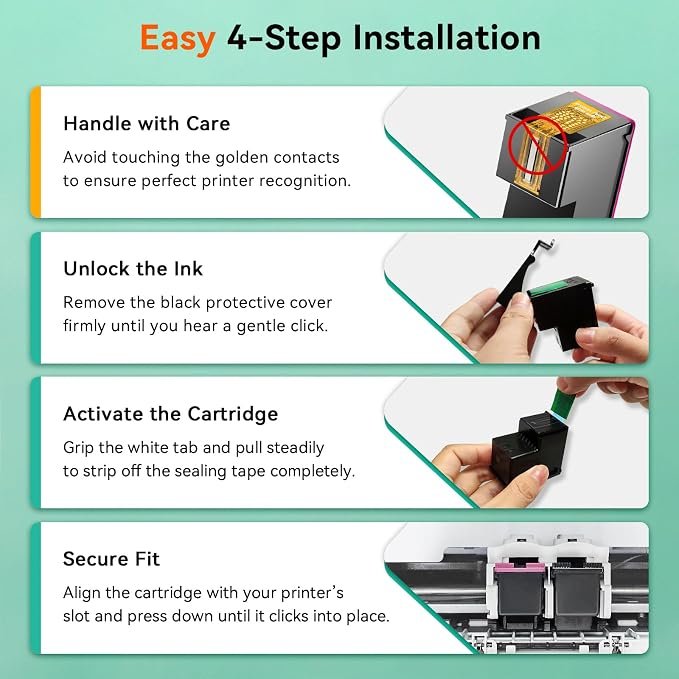 67XL Compatible for HP 67 Ink Cartridges Black Color Combo Pack Used for HP - Image 5