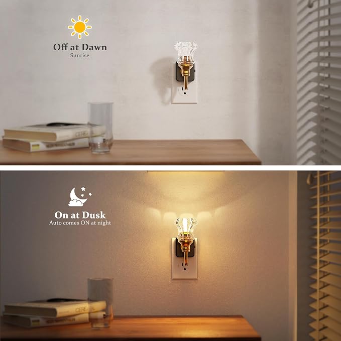 JandCase Night Light, Dimmable Floral Glass LED Nightlight, 0-100 LM Flower - Image 2