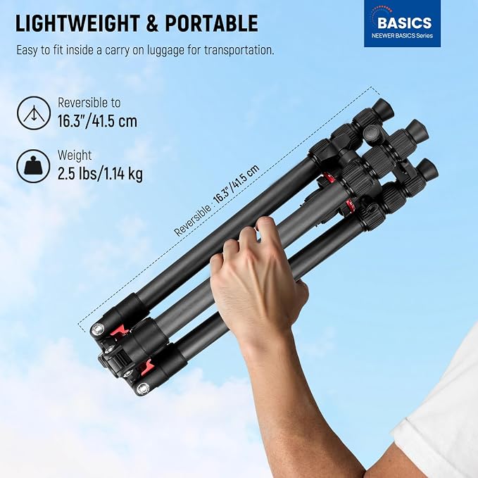 NEEWER Basics Carbon Fiber Travel Tripod, Arca Type Ball Head & Cell Phone - Image 2