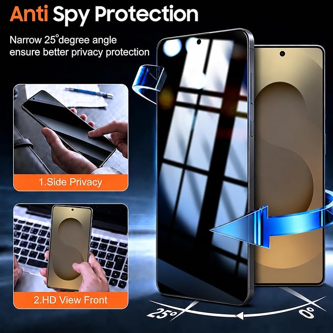 2+2 Pack for Samsung Galaxy S25 Ultra Privacy Screen Protector and Lens - Image 3