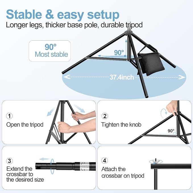 EMART 10x10FT Backdrop Stand, Photo Studio Back Drop Adjustable Stand - Image 7