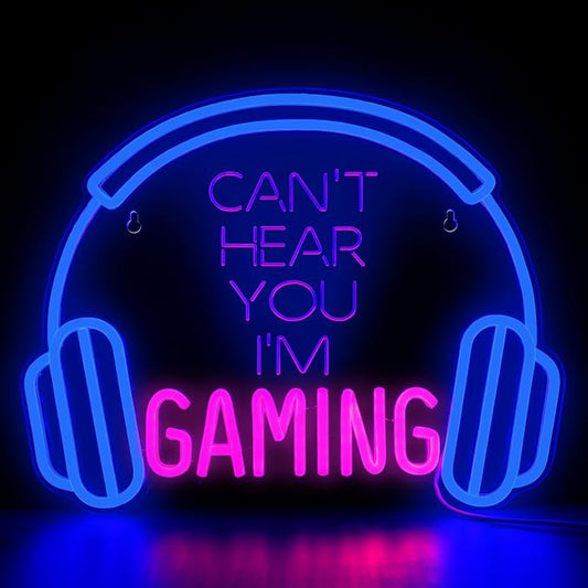 Kavaas Gaming Neon Sign, Can't Hear You I'm Gaming Headset LED Sign by Kavaas