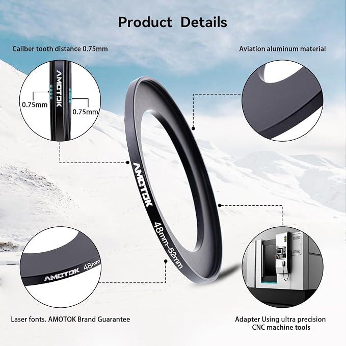 48mm Lens to 52mm Camera Lens Adapter, 48mm to 52mm Filter Step up Ring Adapter - Image 3