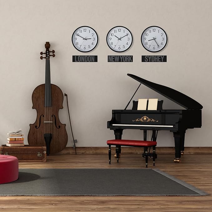 Sasylvia 3 Pcs 10 Inch Wall Clock Battery Operated Round Clock - Image 7