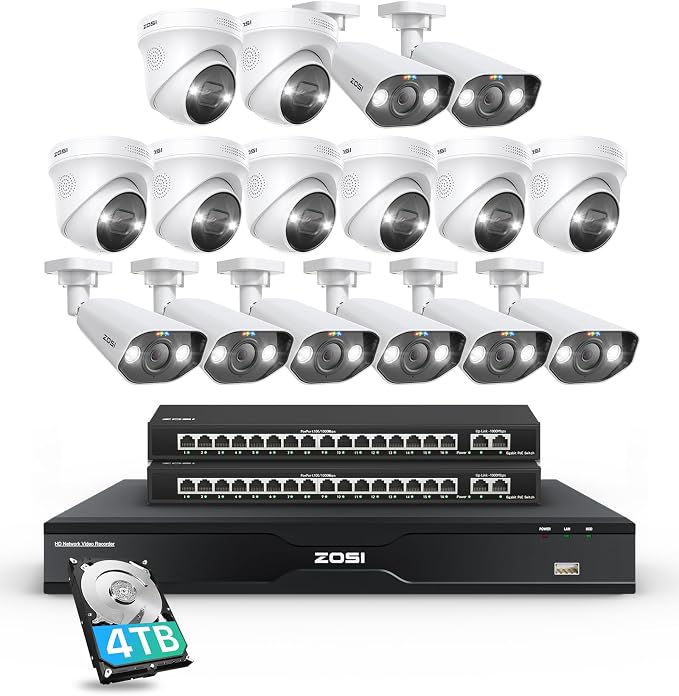 ZOSI 32CH 4K PoE Security Camera System, Face Person Vehicle Detection by ZOSI