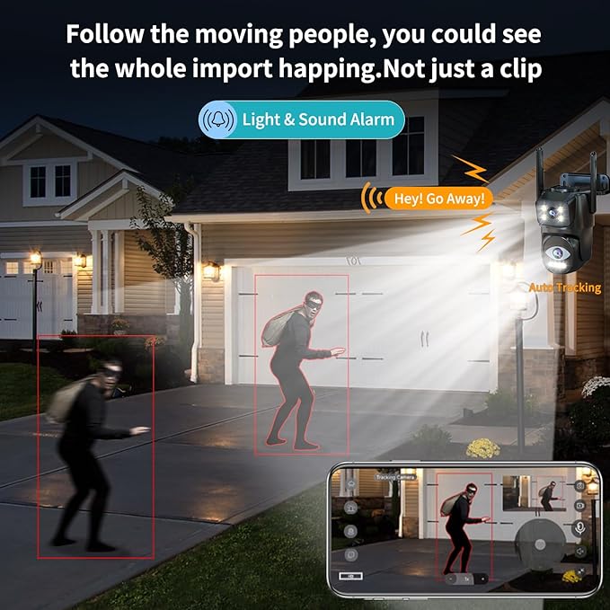LETSCEE Dual Lens WiFi Security Camera Outdoor, 5G/2.4G PTZ Outdoor Auto - Image 3