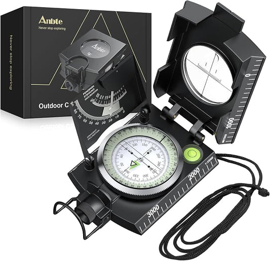 Anbte Compass Hiking Survival, IP65 Waterproof Metal Compass by Anbte