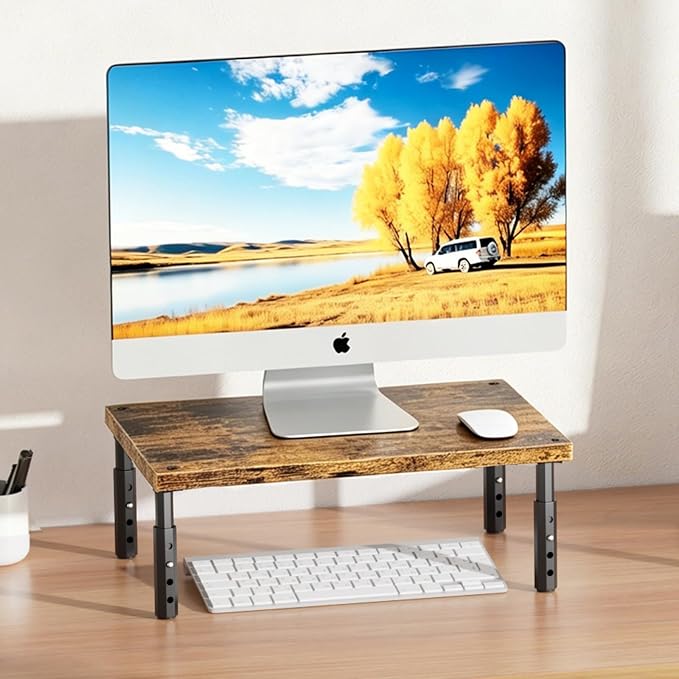 ECOLOVI Adjustable Wood Computer Monitor Stand Riser - Image 7