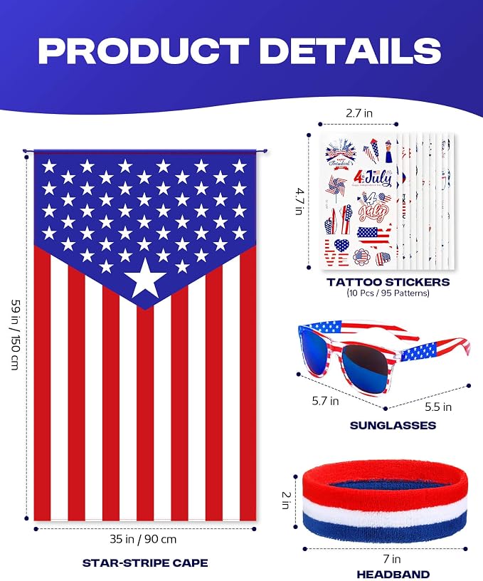 250 Year Wearable American Flag Cape Costume Set 250th Anniversary Merchandise - Image 6