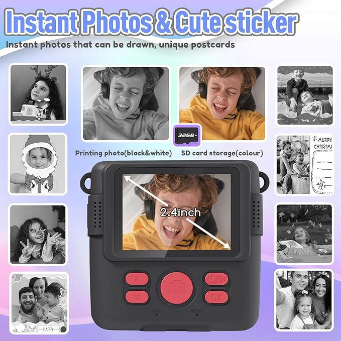 ESOXOFFORE Kids Camera Instant Print, Christmas Birthday Gifts - Image 3