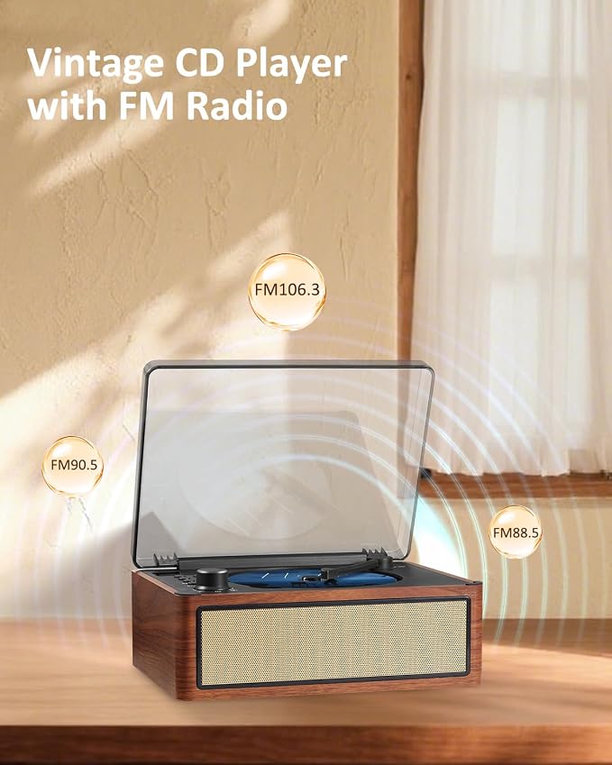 G Keni Retro CD Player with Bluetooth in/Out, Portable CD Player with Dual HiFi - Image 6