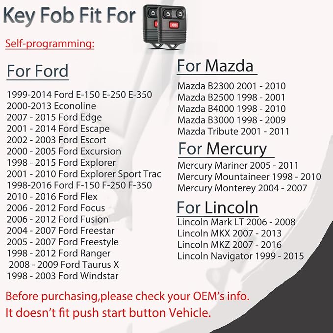 SUPALAND Key Fob Keyless Entry Fits - Image 3