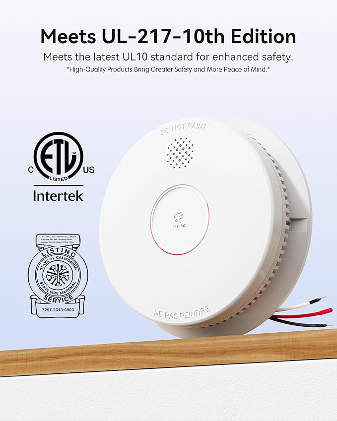 SITERWELL Smoke Detector, Hardwired Interconnected Smoke Detector, - Image 2