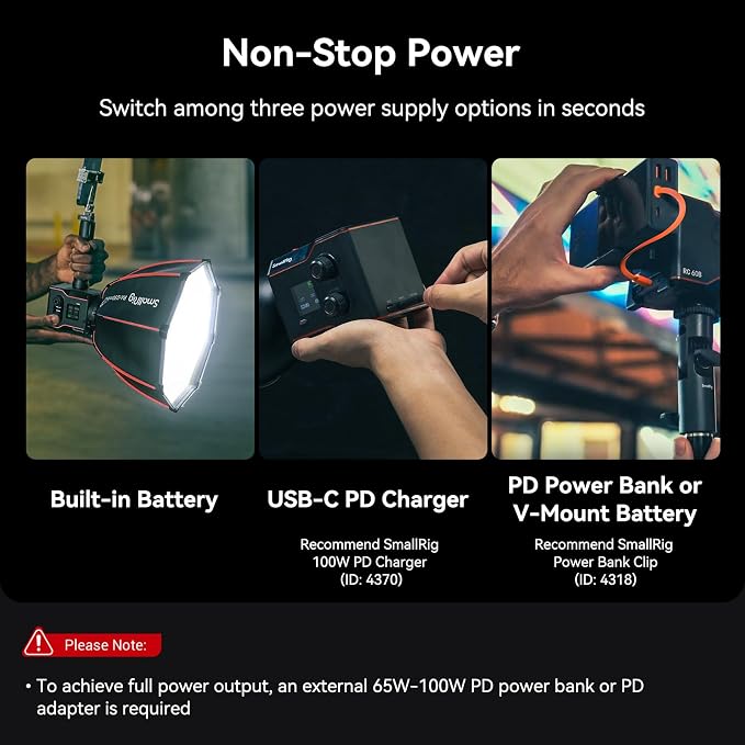 SmallRig RC 60B COB Video Light, 49Wh Battery 45min Runtime, 63W 11200lux CRI - Image 3