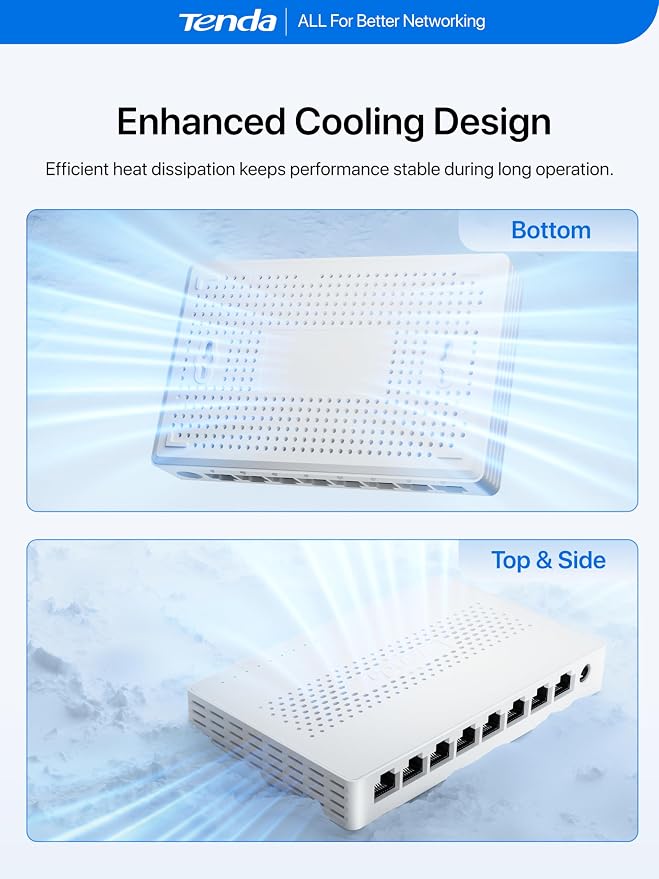 Tenda 8 Port 2.5G Ethernet Switch, Unmanaged Network Switch, 8 x 2.5 Gigabit - Image 5