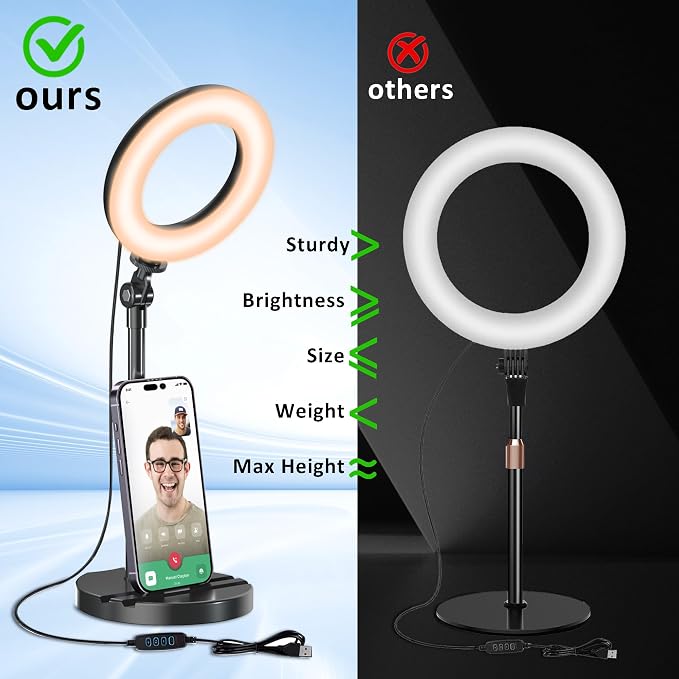 Desk Ring Light with Telescopic Stand, Travel Desktop Hola Light - Image 4