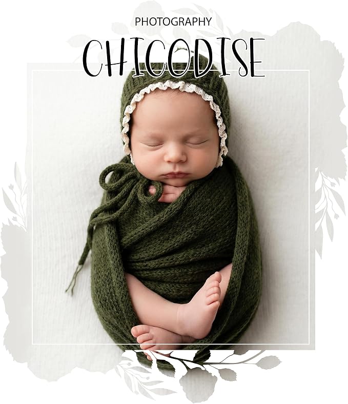 Newborn Photography Props Wraps & Ruffle Edge Bonnet - Image 4