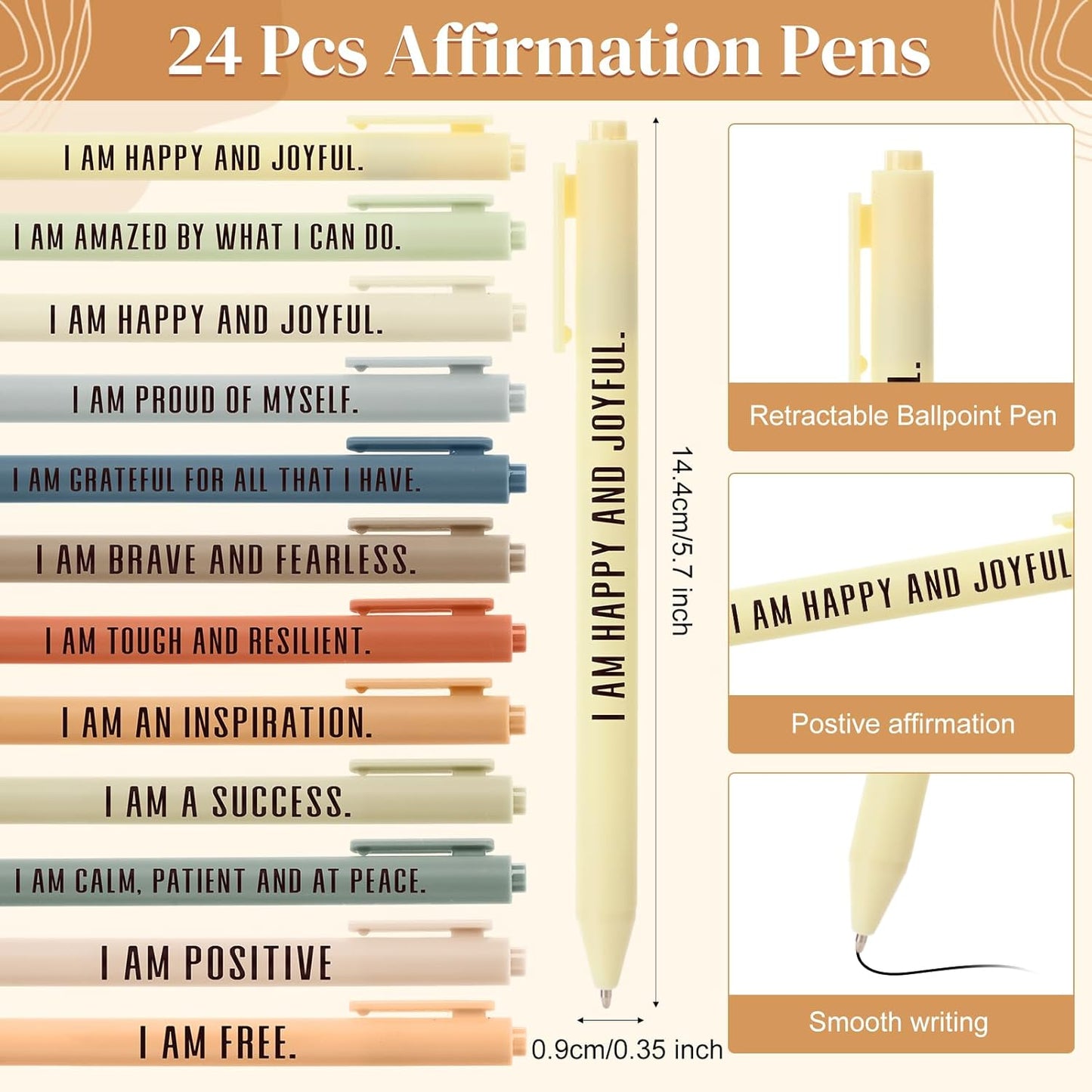Kosiz 48 Pcs/24 Set Positive Affirmation Gifts Gratitude Spiral Notebooks with Pens Motivational Encouragement Notepads Daily Affirmations Journal for Women (Boho)