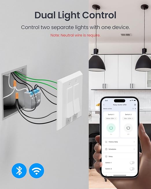 SwitchBot Smart Relay Switch 2PM, Power Metering, Dual Light Control, Built-in - Image 5